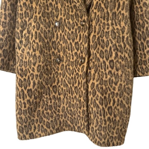 New Anthropologie See U Soon Henrietta Leopard Faux Fur Double Breasted Coat S - Picture 9 of 16